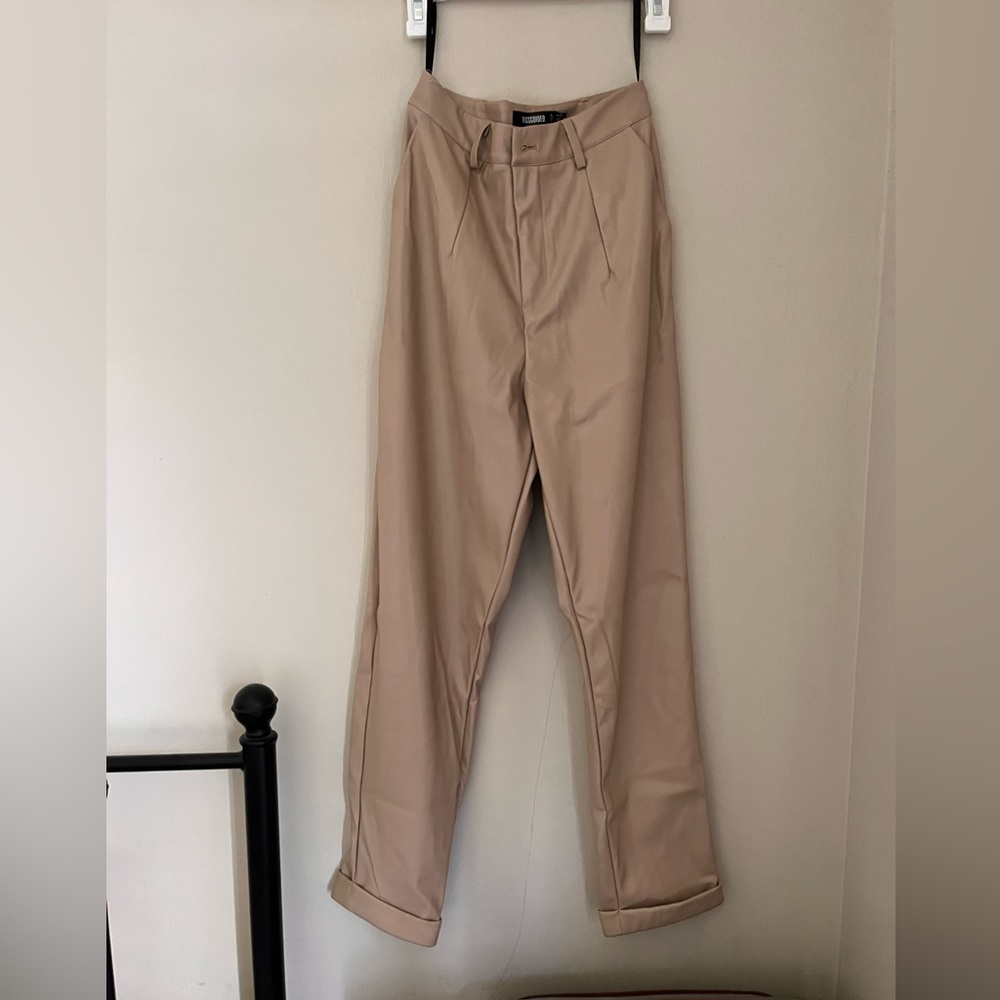 Tan leather trousers